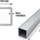 2" x 2" Hot-Dip Galvanized Steel Square Tubing, 50mm x 50mm Metal Tubing, 0.079" Wall Thickness x 19.69" Length (2mm x 500mm), 1 PCS for Construction & Industrial Use