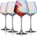 PTSTING Wine Glasses Iridescent Wine Glass 15.5oz Red Wine Glasses Set of 4 Burgundy Wine Glass for Wine Tasting, Wedding Gift, Anniversary, Christmas, Birthday (Rainbow (4 Pack))