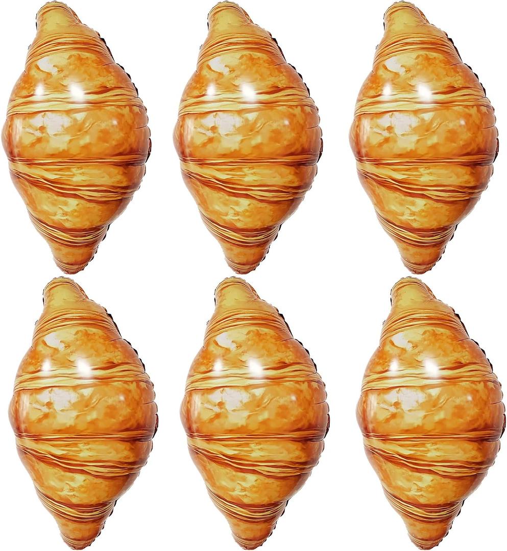 6 Pack Croissant Foil Balloons 29x18 Inch Bakery Party Decorations, Brunch Coffee Theme Balloons for Bakery, Caf or Home Dcor