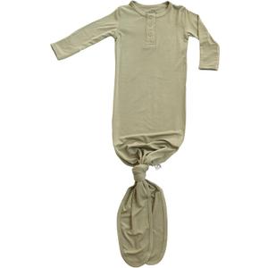 UPTON AVE Knotted Gown Baby Newborn, Viscose derived from Bamboo, Infant Sleeper with Mittens, Baby Girl, Baby Boy, (Olive)