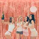2 x Thicken Rose Gold Foil Fringe Curtains Decorations 3.2x8.2ft - 2 Pack, Photo Backdrop for Birthday Bachelorette Bridal Shower Baby Shower Graduation Party, Party Streams Decor