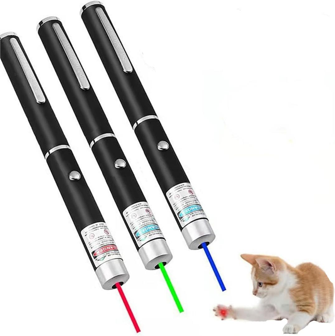 3 Pcs Laser Pointer for Cats Dogs Cats Laser Pointer Pet Interactive Toys Laser Presentation Remotes Red Green Purple Light (3 PCS Pack Color Mixed, Without Battery)