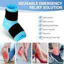 Comfytemp Ankle Foot Ice Pack Wrap for Plantar Fasciitis Relief, Ankles Brace for Sprain, Heel Spur, Swelling, Achilles Tendonitis, Cold Bag for Injuries Reusable, Hot Cold Compress, 2 Pack (Blue) L