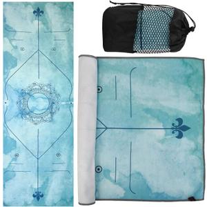 Yoga Towels, Non Slip Hot Yoga Mat Towel with Grip Dots, Super-Absorbent Soft Microfiber Yoga Blanket for Pilates, Fitness and Workout 72inch x 24inch (New Styles Blue)