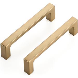 Ravinte 5 Pack Solid 3-1/2 Inch Kitchen Square Cabinet Handles Champagne Bronze Cabinet Pulls Dresser Drawer Pulls Kitchen Cupboard Hardware Handles