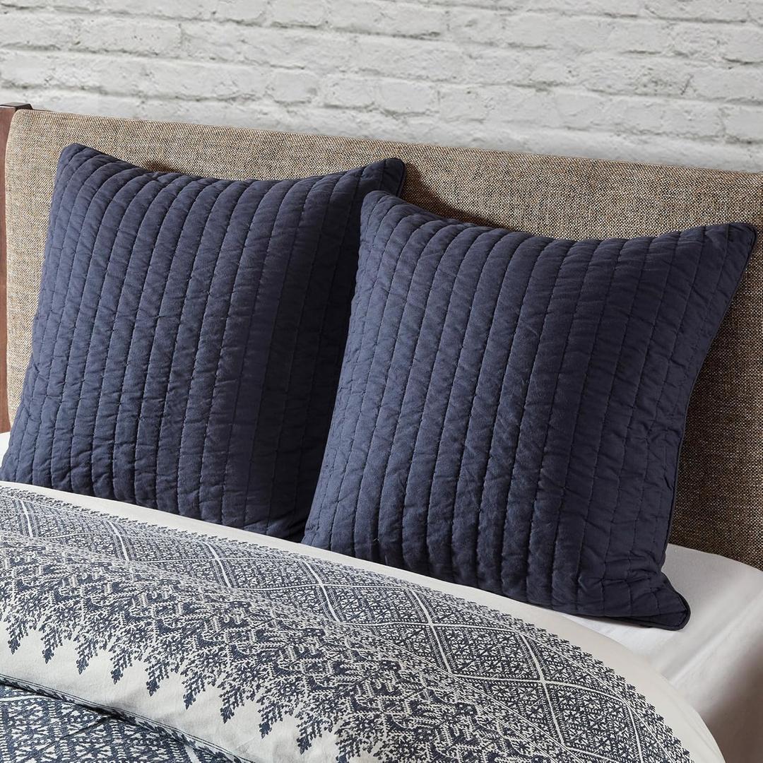 INK+IVY Pillow Euro Sham, 26"x26", Quilted Navy