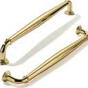 khtumeware 10 Pack 8 Inch(203mm) Polished Brass Cabinet Pulls Unlacquered Gold Cabinet Handle Heavy Duty Solid Cabinet Hardware for Cupboard Drawer Pulls Dresser Handle
