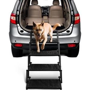Dog Stairs for Car - Foldable Dog Ramps for Large Dogs with Non Slip Surface, Portable Dog Steps for Cars and SUV, Truck, Support Up to 200 Lbs