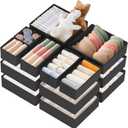 Criusia Drawer Organizer Clothes, 21 Pack Dresser Organizer for Baby Clothes, Underwear, Sock - Foldable Closet Organization and Storage Dividers Bins for Nursery, Bedroom (Black)