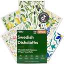 FEBU Swedish Dishcloths for Kitchen | 5 Pack Italian Summer Reusable Paper Towels Washable | Swedish Dish Towels | Non-Scratch Cellulose Sponge Cloths | No Odor, Biodegradable Cleaning Cloths