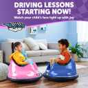 Flybar FunPark 6V Bumper Car for Toddlers, Electric Toddler Ride On Toys for Kids, Baby, Ages 1.5-4 Years, LED Lights, 360 Degree Spin, Supports up to 66 pounds (No Remote), Large, 6v Pink/Purple