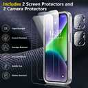 SPIDERCASE for iPhone 14 Case/iPhone 15 Case, [15 FT Military Grade Drop Protection][Non-Slip] 2 Pack [Tempered Glass Screen Protectors+Camera Lens Protectors] Heavy Duty Shockproof Case,Frosted Clear