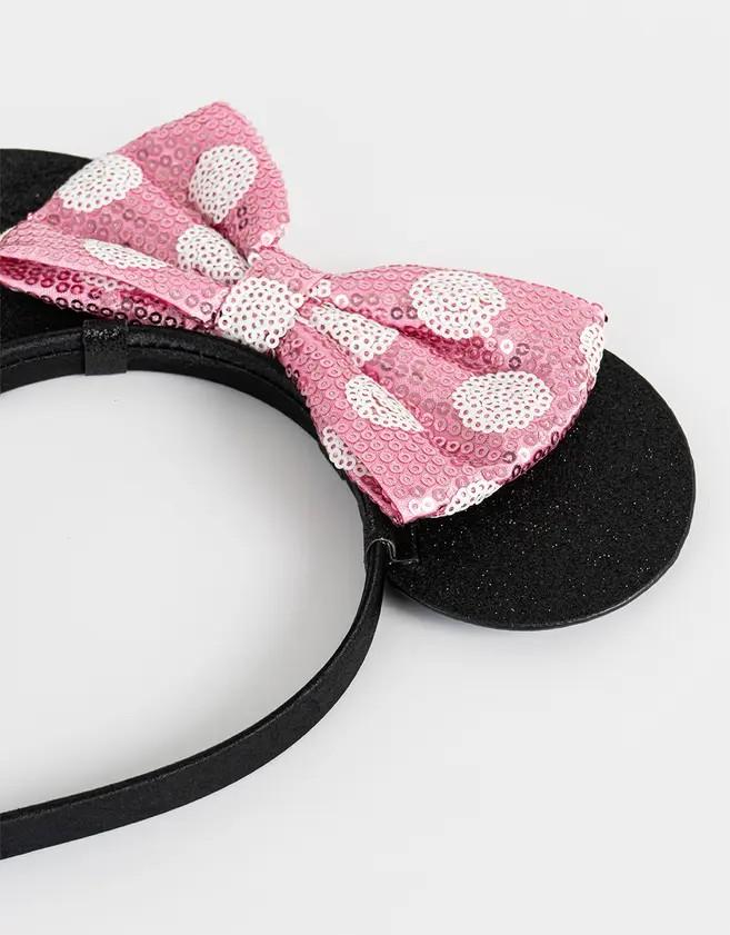 LYLIN Mouse Ears Headband, Pink Mouse Ears for Women Girls, Sparkle Birthday Park Ears Hair Accessories for Party Trips Birthday Decorations 