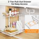 PXRACK Under Sink Organizer, Adjustable Height, 2 Tier Pull Out Under Cabinet Organizer, Slide Out Thickened Metal Under Sink Storage for Kitchen Bathroom Laundry Pantry Cabinet, White, Large-1-Pack
