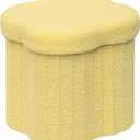 B FSOBEIIALEO Storage Ottoman Cube, Flowers Shaped Ottomans with Storage Foot Stool Footrest for Lving Room, Boucle Ottoman Seat for Dorm Room,Faux Teddy Fur, Yellow 12.6"x12.6"x12.6"