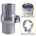 Simnliras 2.5 Inch Exhaust Ball Clamp Pipe Joint, 2.5" OD to 2.5" OD Stainless Steel Exhaust Ball Clamp Repair Kit Quick Fix Exhaust Muffler Repair Pipe Joint Kit