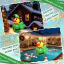 Lenwen 4ft Christmas Inflatable Duck Outdoor Decoration, Blow up Rubber Duck with Giant Candy Cane Inflatable Pool Float Golf Cart Decor for Xmas Holiday Yard Lawn Party Favor