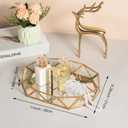 Feyarl Gold Glass Perfume Tray Mirror Vanity Jewelry Trinket Organizer Ornate Cosmetic Makeup Display Decorative Tray for Bathroom Home Decor Dresser Tabletop Countertop 11 x 8.26 x 1.96inch