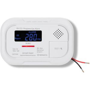RV Carbon Monoxide & Propane Dual Gas Detector - Surface Mount - Hard-Wired DC 12V, Large LCD Display, 85dB Loud Alarm, Easy Reset/Test Button - Ultimate Safety for Your Adventures (White)