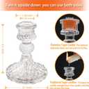 Glass Candlestick Holder,Striped Taper Candle Holders,Set of 6 Candle Stand for Table Centerpieces, Home Decor,Weddings,Festival and Parties (Clear Dimond Pattern)