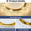 Gold LED Ceiling Light 15 Inch Modern Round Flush Mount Ceiling Light Fixture 60W 3000K-6000K Super Bright Circle Ceiling Lamp for Hallway Bathroom Bedroom Entryway Kitchen