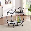 FirsTime & Co. Black Mirrored Odessa Bar Cart, American Designed, 28 x 14 x 32 inches (70242)