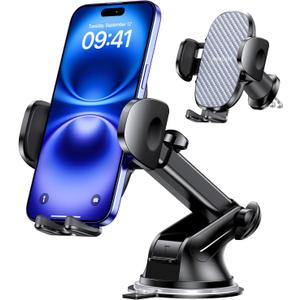 Miracase Phone Holders for Your Car, [Thick Case & Heavy Phone Friendly] Universal Cell Phone Car Mount, 3-in-1 Phone Mount for Car Dashboard Windshield Air Vent Fit for All Smartphones, Dark Black