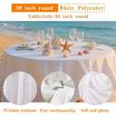 WIGENIUS 2 Pack White Table Cloth Round Tablecloths 90 Inch,Polyester Table Cloth for 5 Foot Round Tables,Wrinkle Resistant Washable Fabric Table Covers for Party,Wedding Banquet