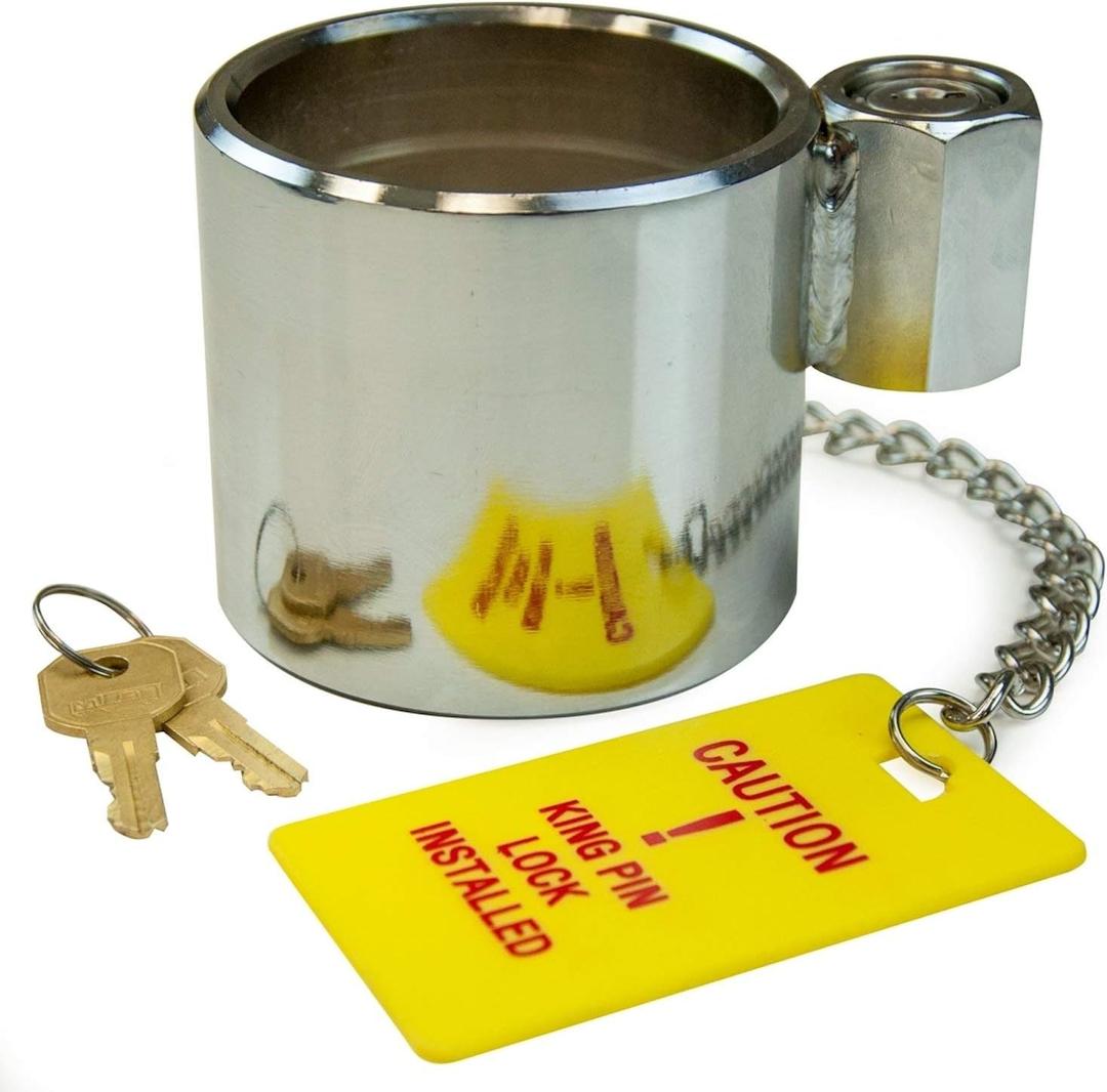 VULCAN King Pin Trailer Hitch Lock - Heavy Duty Chromed Steel - Works with RVs and Class 8 Trailers