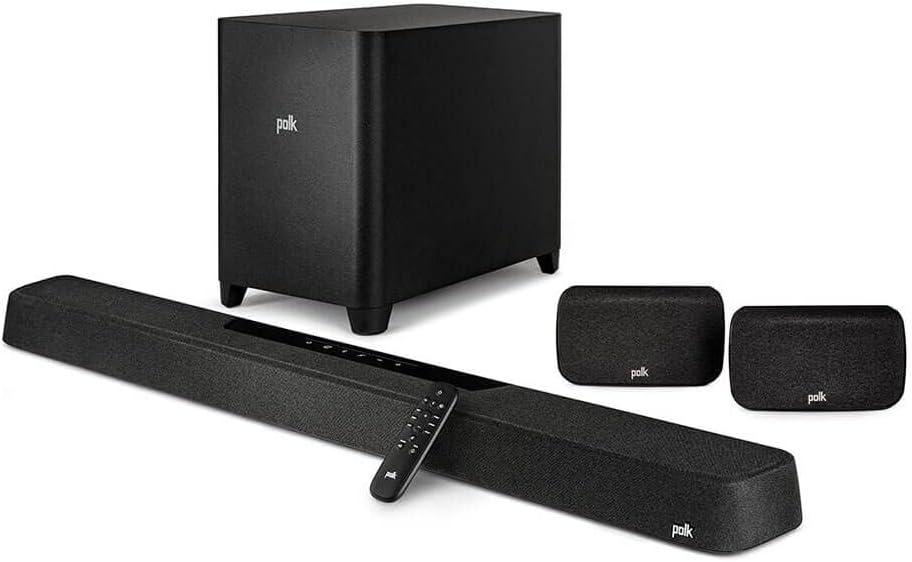 Polk Audio MagniFi Max AX SR 7.1.2 Channel Sound Bar with Wireless 10" Subwoofer & SR2 Surround Speakers for Smart TV, Dolby Atmos and DTS:X, Polk's Patented VoiceAdjust & SDA Technologies, Black