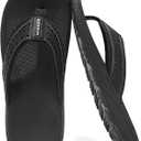 Flip Flop Thong Athletic Summer Sport Sandals with Arch Support Outdoor Summer Beach (8.5, Black)