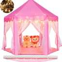 Monobeach Princess Tent Girls Large Playhouse Kids Castle Play Tent with Star Lights Toy for Children Indoor and Outdoor Games, 55'' x 53'' (DxH) (Pink Princess with Play Mat)