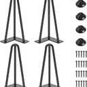 SMARTSTANDARD 10 Inch Hairpin Table Legs, 3 Steel Rods 1/2 Inch Pipe Diameter, 800lbs Load Capacity, Mid-Century Style for Coffee Table, Side Table, Night Stand (Black, 4PCS)