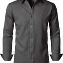 SOFTBUSINESS Men's Stretch Soft Slim Fit Dress Shirts Long Sleeve Formal Wedding Business Casual Button Down Shirt XL