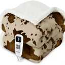 Heated Blanket Throw Blanket - Fast Heating Electric Blanket, Soft Flannel Heated Throw with 10 Time Settings,10 Heating Settings, Warm Gifts for Women & Mom&Grandma(50"x60"Cow Print Apricot) (05 - Apricot Ombre-khaki)