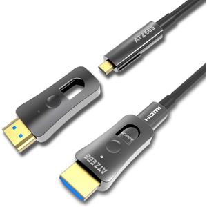 Fiber HDMI Cable 30ft, Fiber Optic HDMI Cable Supports 4K@60Hz, 4:4:4, 18Gbps, HDR, Dolby Vision, HDCP2.2, ARC, 3D, 4K Optical HDMI Cable with Dual Micro HDMI and Standard HDMI Connectors