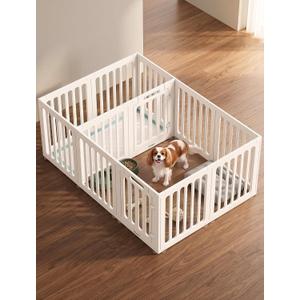 Rossny 12-Panel Indoor Dog Puppy Playpen with Divider, Potty + Play Zone
2 Doors for Play & Dining Zones, 24" H 60" L for Small Dogs, Scratch-Free Plastic HPDE Pet Enclosure, Tool-Free, Breezy