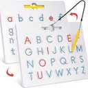 GAMENOTE Double Sided Magnetic Letter Board - 2 in 1 Alphabet Magnets Tracing Board for Toddlers ABC Letters Uppercase & Lowercase Practicing Learning Education Toys
