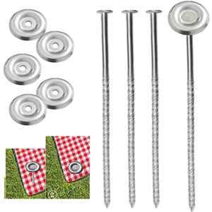 25 Count Outdoor Rv Rug Stakes, Stainless Steel Spira Patio Mats Stakes, Used for Fixing Rugs, Tents, Tarps, and RV MatsRv Camping Accessories for Outside,Camper Must Haves