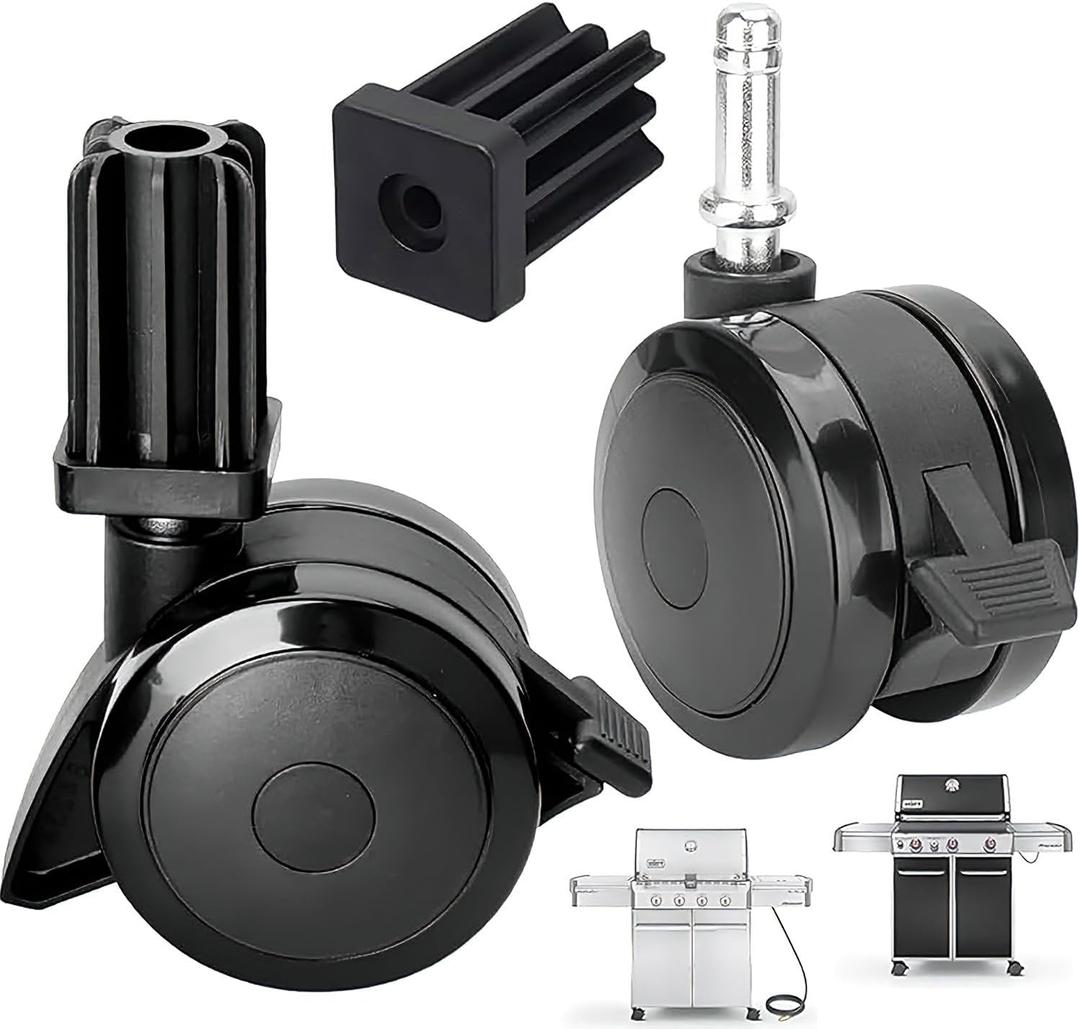 2x 70360 Locking Caster w/Insert for Weber Genesis 300 Grill Parts Genesis E310 E320 S330, for Weber BBQ Wheel Replacement Grill Spirit 310 Parts Spirit E210 E310 for Webber Summit Grill Parts(2007-2011)