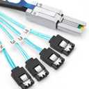 CableCreation Mini SAS 26Pin (SFF-8088) Male to 4 SATA 7Pin Female Cable, Mini SAS Host/Controller to 4 SATA Target/Backplane, 1M / 3.3FT
