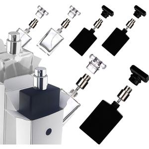 Liquid Perfume Bottles Empty Glass 30ml Portable Square Atomizer Bottle Transparent Refillable for Eau De Toilette - 8 Pack (Clear and Black)