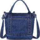 AOCINA Denim Purse Jean Tote Bag for Women Crossbody Shoulder Weekend Bags Denim Purses and Handbags for Women (Small, Celtic Dark Blue)