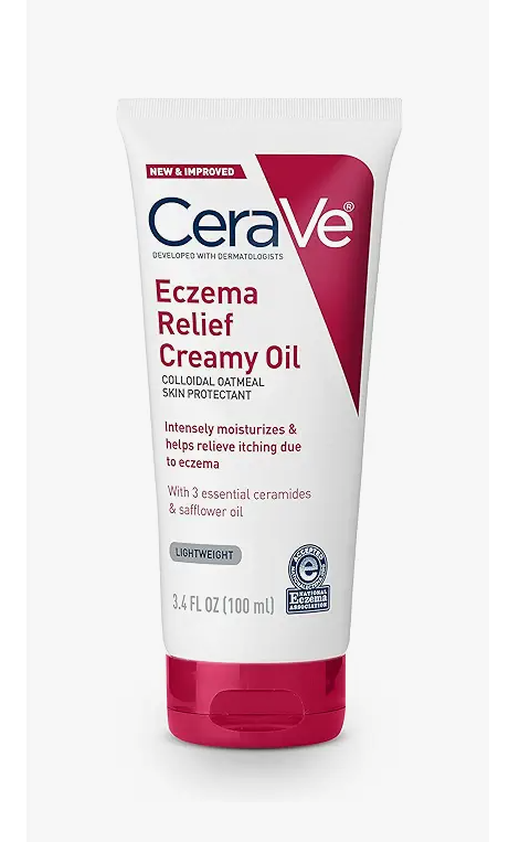 CeraVe Eczema Relief Creamy Body Oil, Eczema Calming Cream With Colloidal Oatmeal & Safflower Oil For Dry Skin & Itchy Skin Relief, Steroid Free & Paraben Free, 8 Ounce