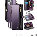 Defencase Compatible with iPhone 14 Case Wallet with RFID Blocking Card Holder for Women and Men, Fashion PU Leather Magnetic Snap Flip Zipper Strap Wallet Phone Case Fit for iPhone 14 6.1", Purple