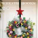 Cast Iron Wreath Hanger for Front Door, Red Star Adjustable Over The Door Hook Wreath Stand, Heavy Duty Door Wreath Hanger and Garland Holder for Fall and Christmas Decorations