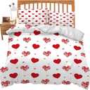 Bedding Set 3 Piece Oversized Queen Duvet Cover Set Comforter Cover & Pillowcase for Valentine's St.Patrick's Mother's Day (Valentine's 001, Queen)