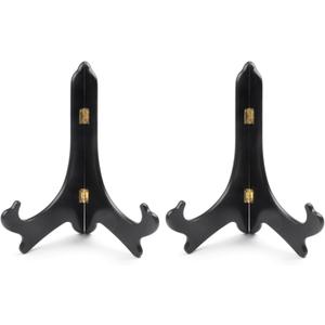 Fox Run Folding Wood Plate Stand for 10 Inch Plates, Black (Pack of 2)