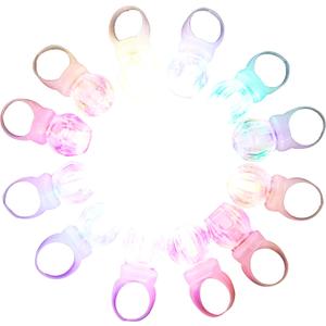 LED Light up Rings, Colorful Led Bumpy Plastic Diamond Rings Toys for Birthday Bachelorette Bridal Shower Gatsby Party Favors, Clear Case 30 Pack (Small)