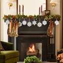 30Pcs Wooden Snowflake Ornaments, White Christmas Tree Hanging Decorations DIY Craft Wood Cutouts for Xmas, Rustic Unfinished Wood Snowflakes with Twine for Crafts and Holiday Decor